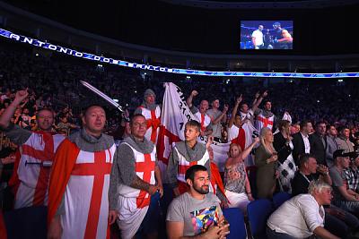  Fans attend the UFC Fight Night event at the O2 World swe
